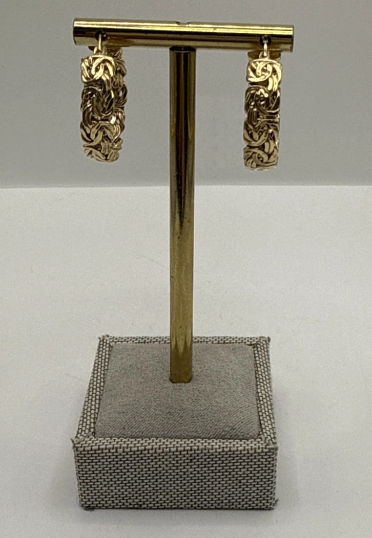 GOLD COLORED STERLING SILVER HOOP EARRINGS 3.6 GRAMS (1 of 2)