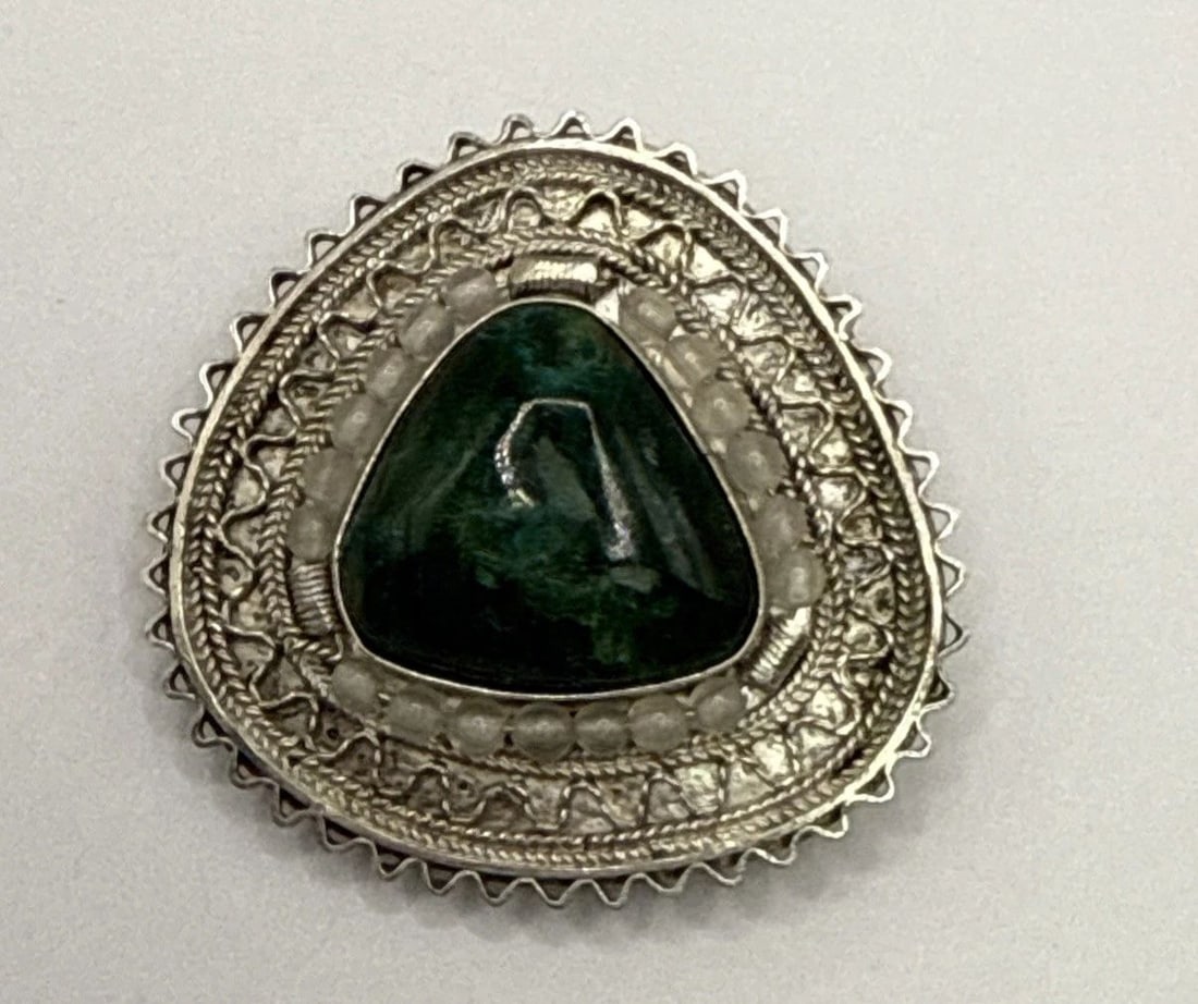 ELIAT STONE 930 SILVER ISRAEL YEMENITE FILIGREE PENDANT/BROOCH (1 of 2)