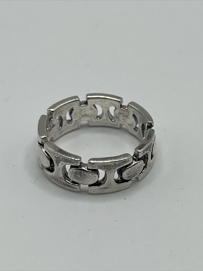 STERLING SILVER OPEN LINK ETERNITY BAND RING SIZE 7.5 (1 of 2)