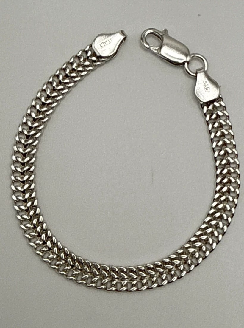 STERLING SILVER 6.5" CURB LINK BRACELET 7.3 GRAMS (1 of 2)