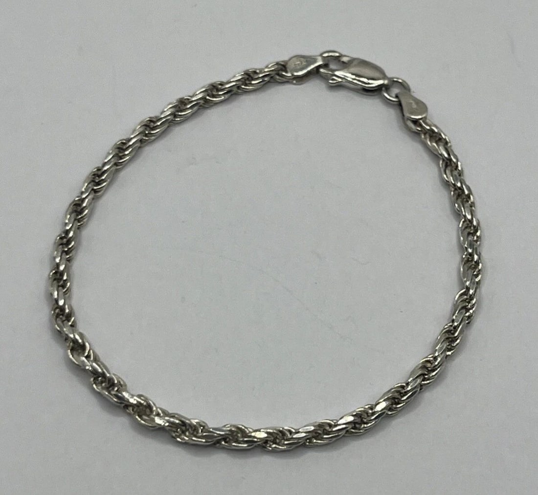 STERLING SILVER ROPE BRACELET 7" (1 of 2)