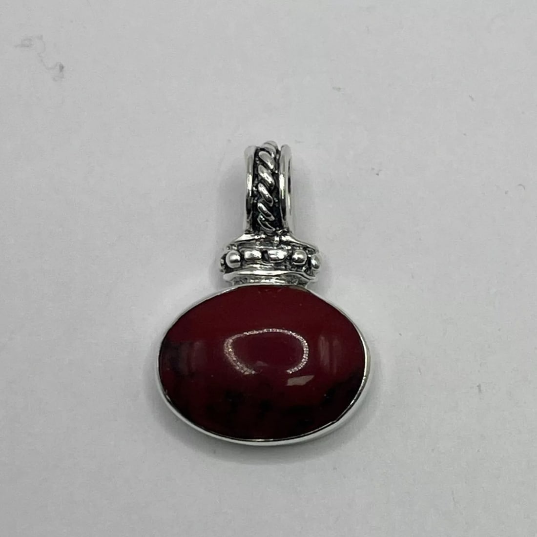 STERLING SILVER WITH RED STONE PENDANT (1 of 2)