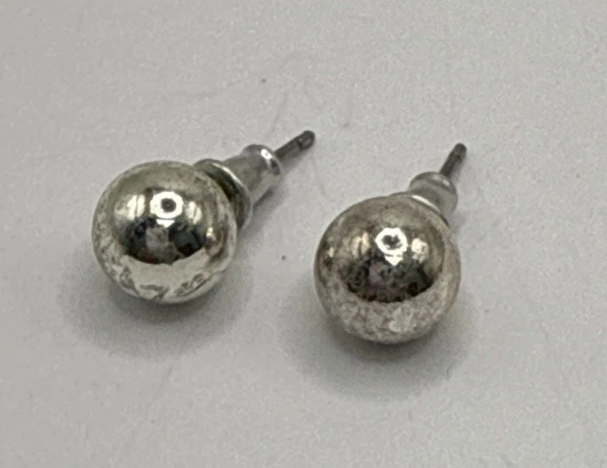 STERLING SILVER BALL STUD EARRINGS (1 of 2)
