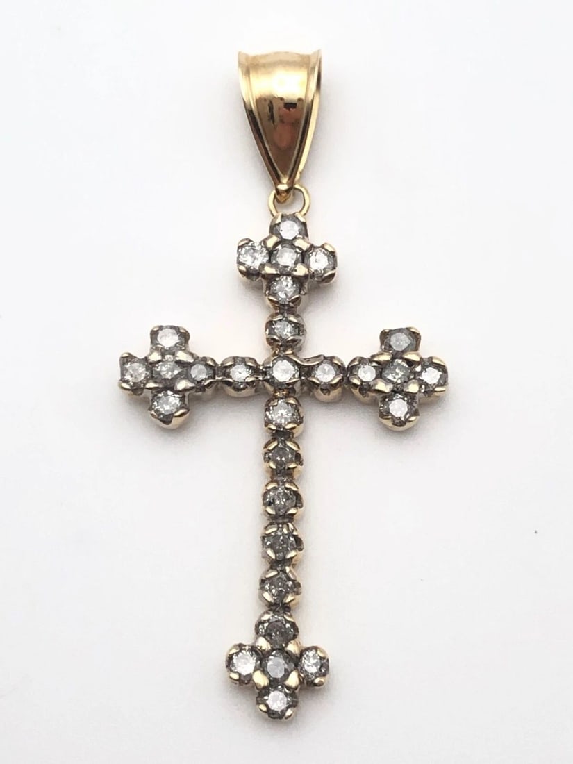 10K GOLD BOTTONI CROSS PENDANT WITH 0.87CTS DIAMONDS 3.4G (1 of 2)