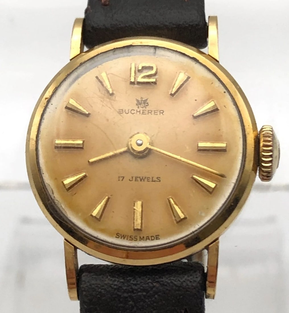 BUCHERER 17 JEWELS VINTAGE WOMAN'S WATCH 18K YELLOW GOLD MODEL: 14 114 (1 of 2)