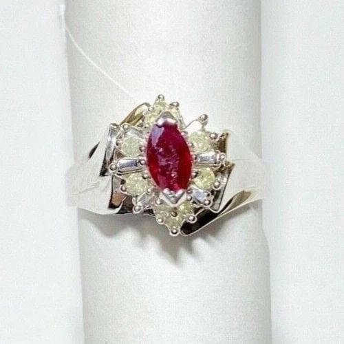 14K WHITE GOLD RING, 0.38CT NATURAL RUBY, 0.15CTS OF DIAMONDS SIZE: 6.5 3.9G (1 of 2)