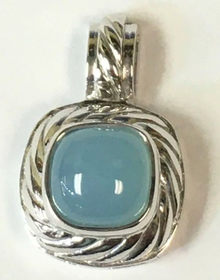14K WHITE GOLD PENDANT WITH A 8MM CABOCHON CUT MOON STONE 4.4G (1 of 2)