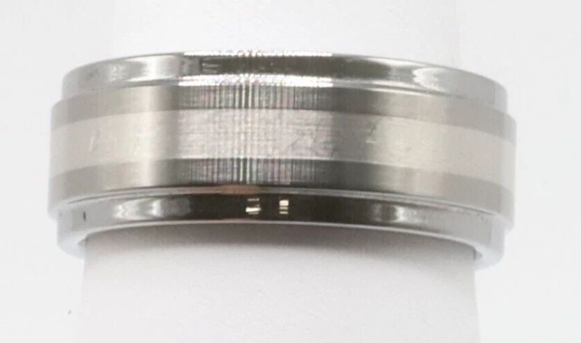 TRITON TUNGSTEN CARBIDE BAND WITH CENTER PLATINUM INLAY ( SIZE: 10 ) (1 of 2)