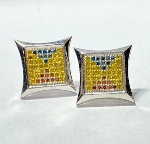 10K WHITE GOLD SQUARE EARRINGS WITH 0.35CTS OF YELLOW/RED/BLUE DIAMONDS 2.5G: 10K WHITE GOLD EARRINGS WITH 0.35CTS YELLOW/RED/BLUE DIAMONDS 10k White Gold Earrings with 0.35CTS Yellow/Red/Blue Diamonds You are bidding on a new with tags 10k White Gold Earrings with 0.35CTS Yell