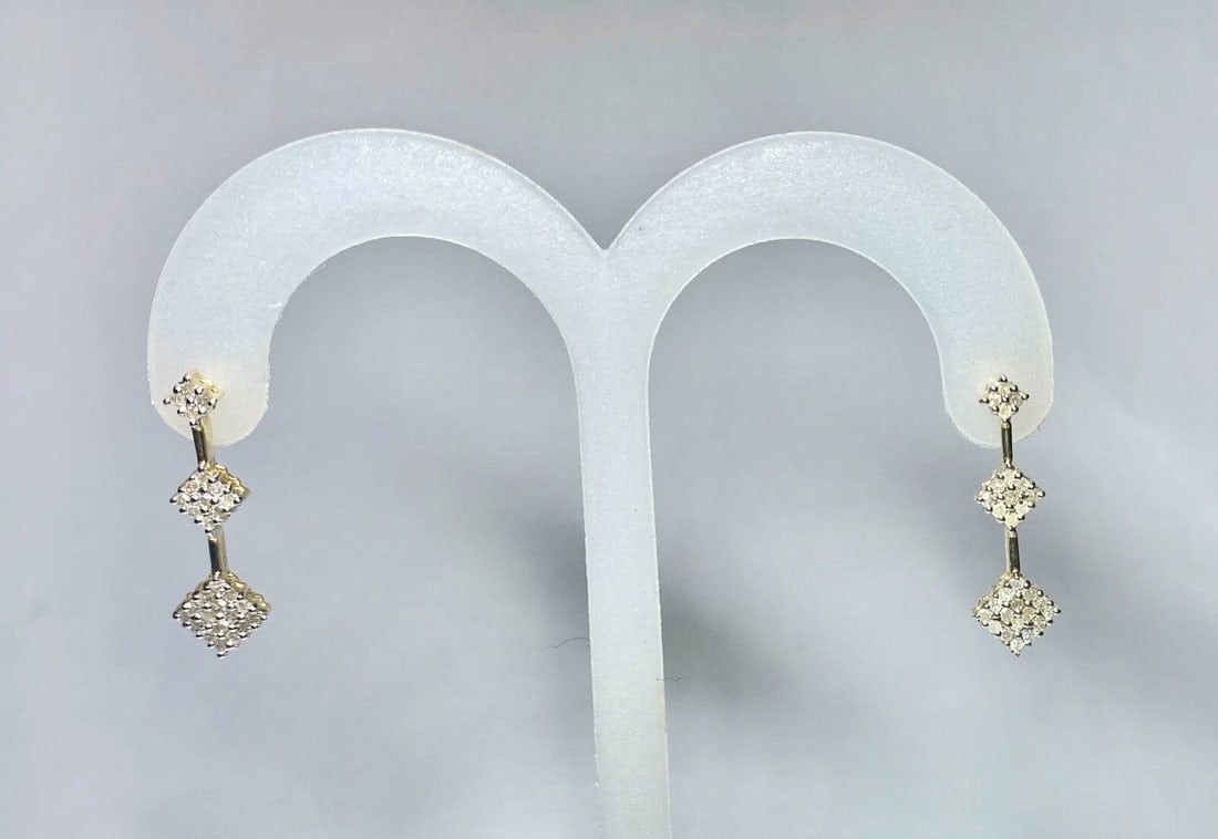 10K YELLOW GOLD PAST PRESENT FUTURE EARRINGS WITH 1/2CT DIAMONDS (1 of 2)
