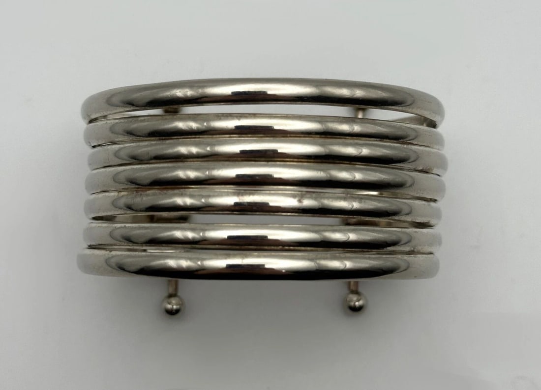 925 STERLING SILVER 7 STRAND STACKED CUFF BRACELET 7.5" 63.2 GRAMS (1 of 2)