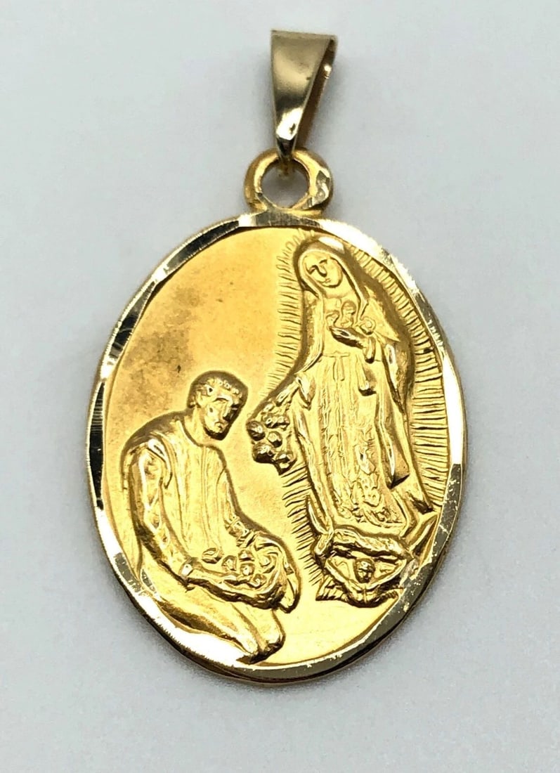 14K GOLD DOUBLE SIDED PENDANT, POPE AND MOTHER MARY 3.7G (1 of 2)