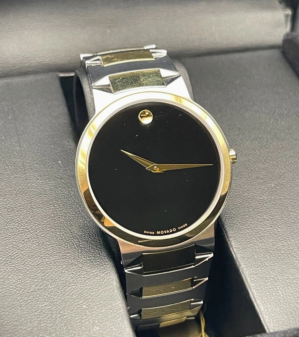 MOVADO 0606952 TWO TONED STAINLESS STEEL WATCH WITH ORIGINAL BOX AND PAPERS (1 of 2)