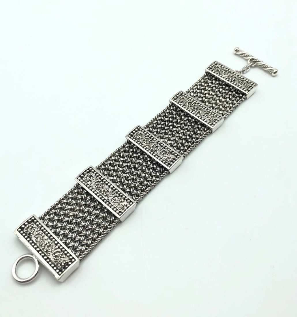 LOIS HILL 925 STERLING SILVER BRACELET VERY HEAVY (92 GRAMS) (7 INCH WRIST) (1 of 2)