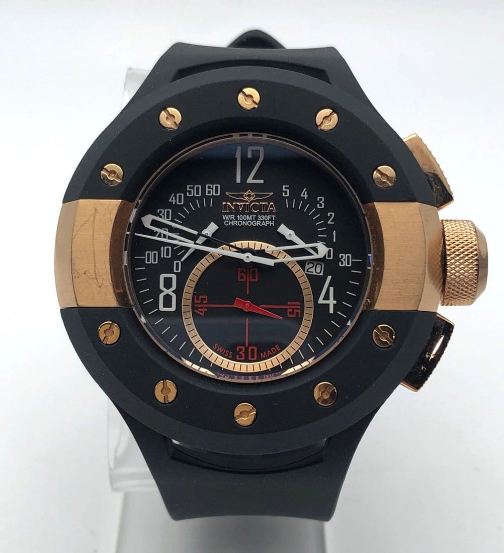 INVICTA S1 RALLY RACER 5689 CHRONOGRAPH ROSETONE CASE ( NEW BAND ): INVICTA S1 RALLY RACER 5689 CHRONOGRAPH ROSETONE CASE ( NEW BAND ) INVICTA S1 RALLY RACER 5689 CHRONOGRAPH ROSETONE CASE Condition: Used, has some marks and scratches, band and clasp is fully brand ne