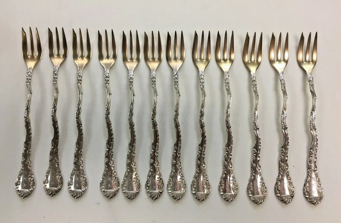 STERLING SILVER SMALL FORK SET (12) PIECES (1 of 2)