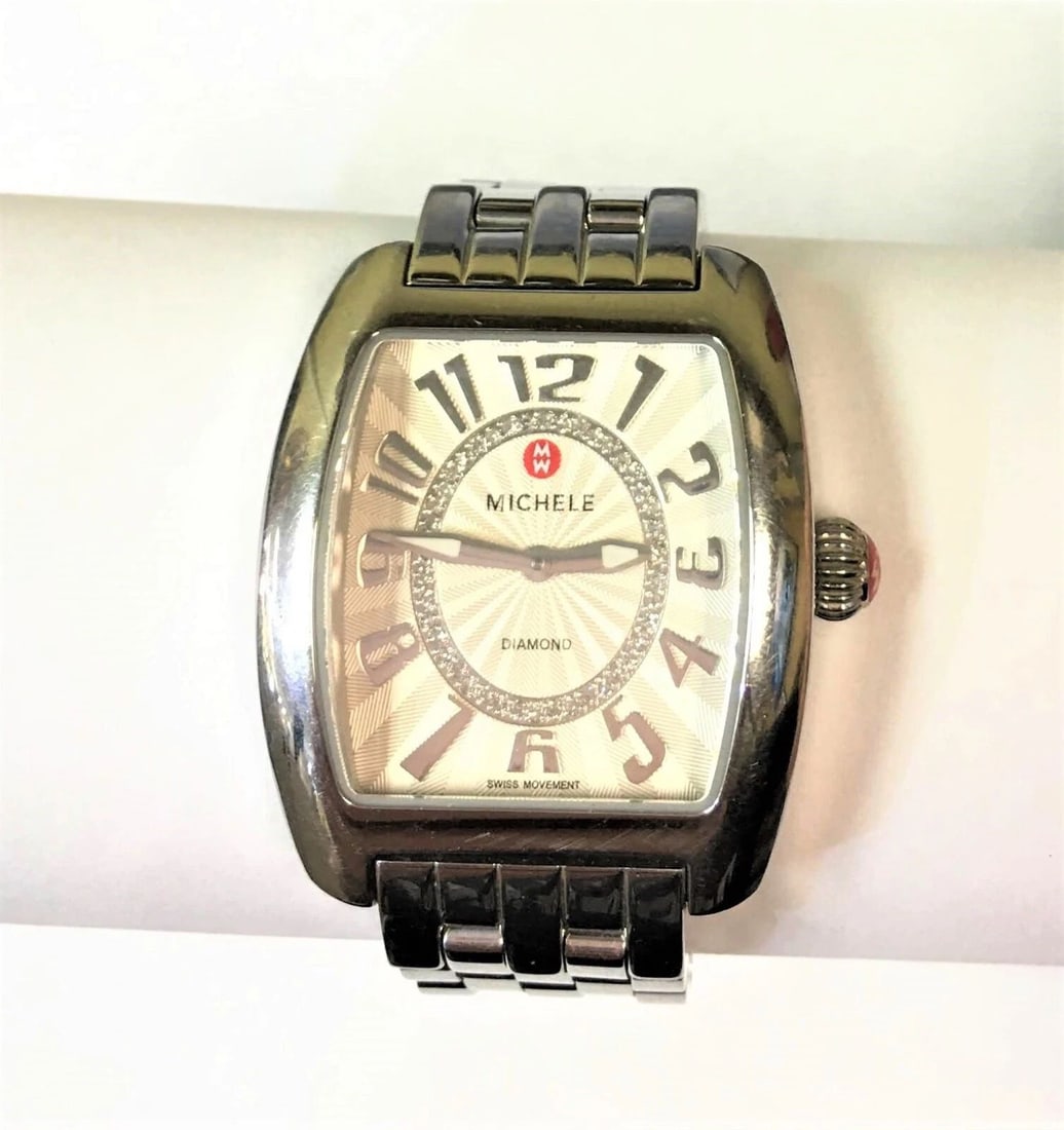 MICHELE URBAN MINI STAINLESS STEEL WATCH WITH DIAMONDS MW02A00A0991 (1 of 2)