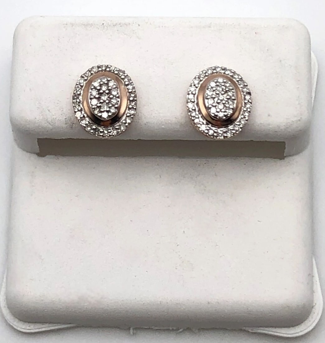 OVAL SHAPED 10K ROSE GOLD EARRINGS WITH 0.20CTW OF DIAMONDS (1 of 2)