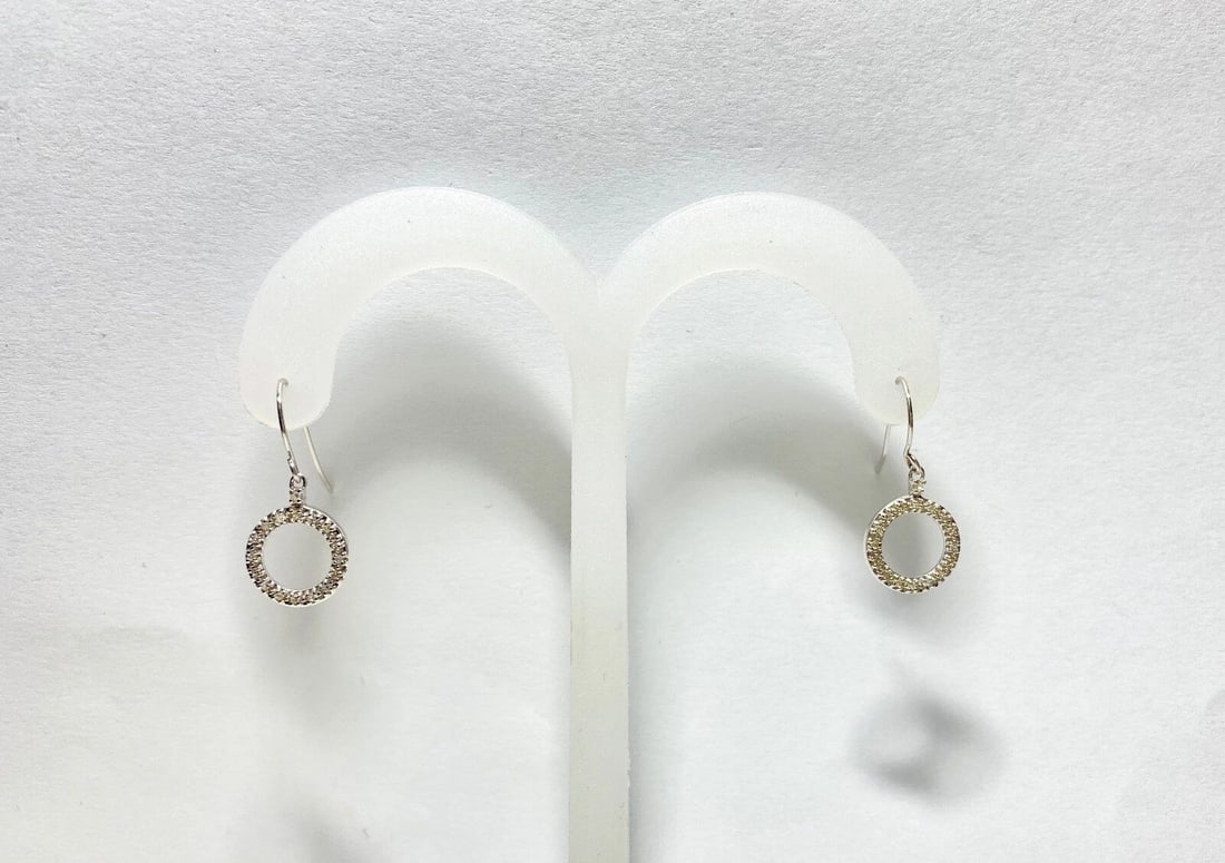 WOMEN'S 14K WHITE GOLD DANGLING EARRINGS WITH 0.25CT DIAMONDS (1 of 2)