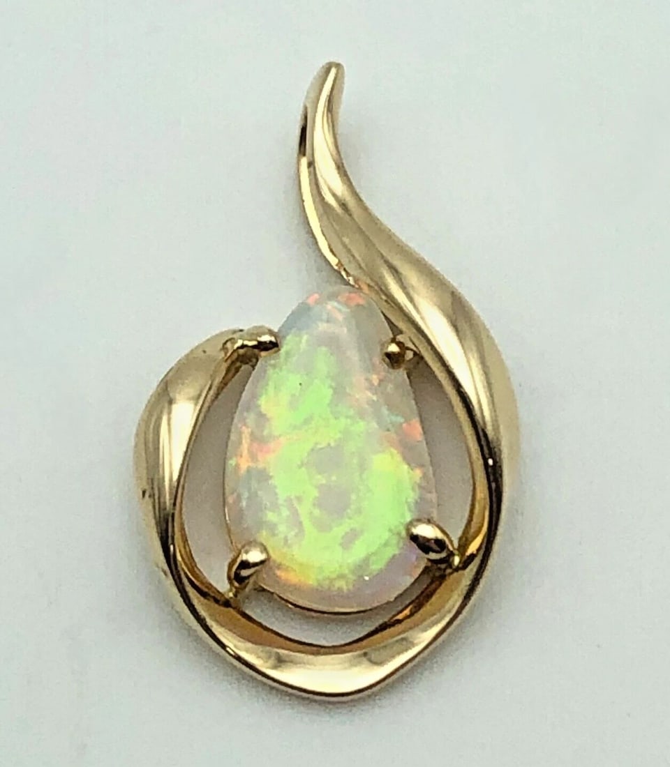 14K GOLD PEAR SHAPE PENDANT WITH 1CT NATURAL OPAL 1.8 GRAMS (1 of 2)