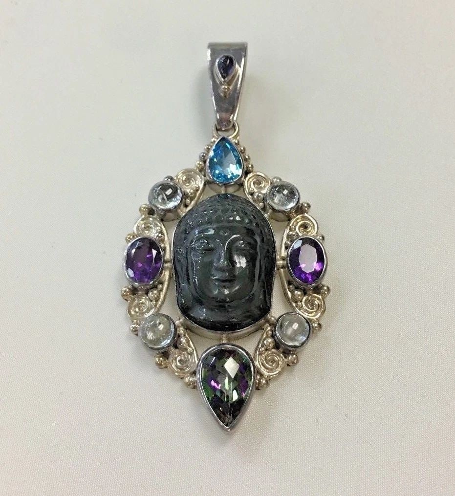 SAJEN STERLING SILVER PENDANT WITH MULTIPLE COLORED STONES (1 of 2)