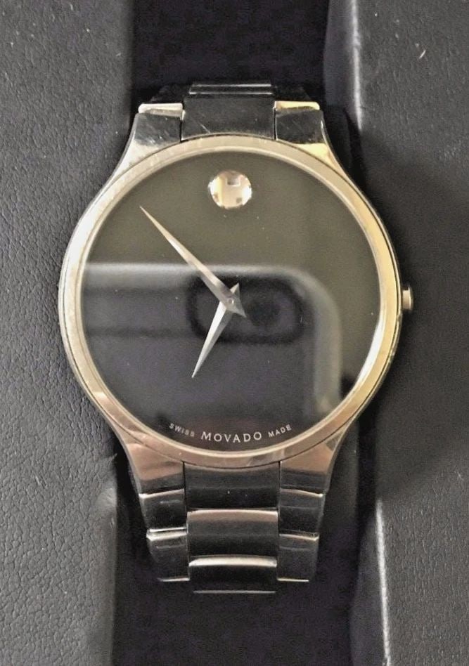 MOVADO STAINLESS STEEL MEN'S MUSEUM WATCH, 38MM WITH ORIGINAL BOX AND PAPERS (1 of 2)