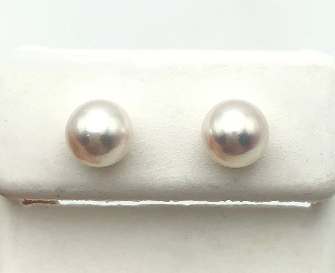18K YELLOW GOLD EARRINGS WITH WHITE CULTURED PEARLS 1.5G (1 of 2)