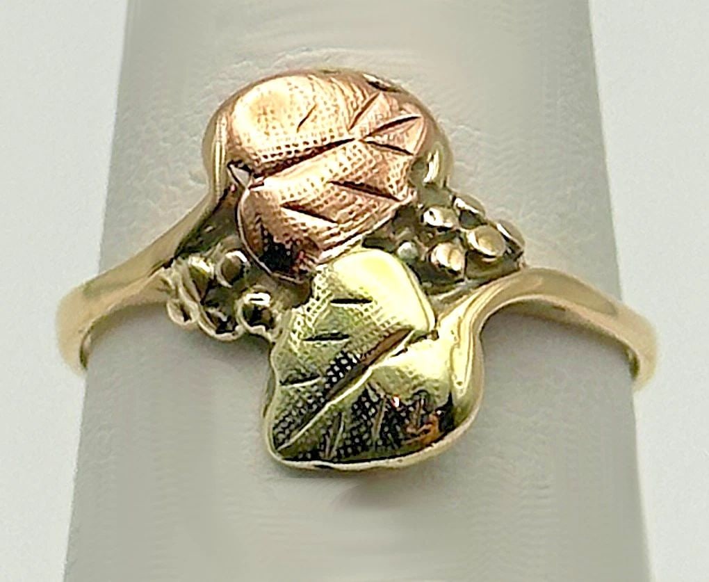 10K GOLD BLACK HILLS GOLD LEAFY STYLE RING (SIZE: 6) 1.9 GRAMS (1 of 2)