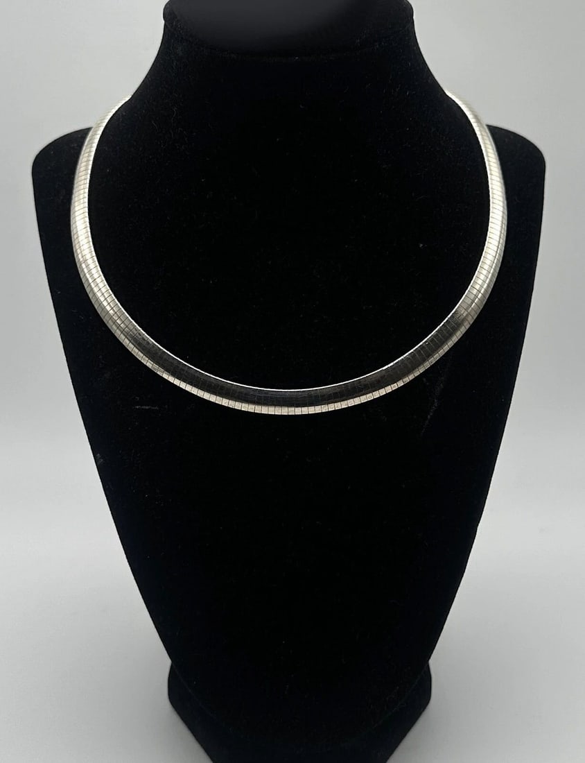 925 STERLING SILVER 6.5MM OMEGA NECKLACE 18 INCH 32.3 GRAMS (1 of 2)