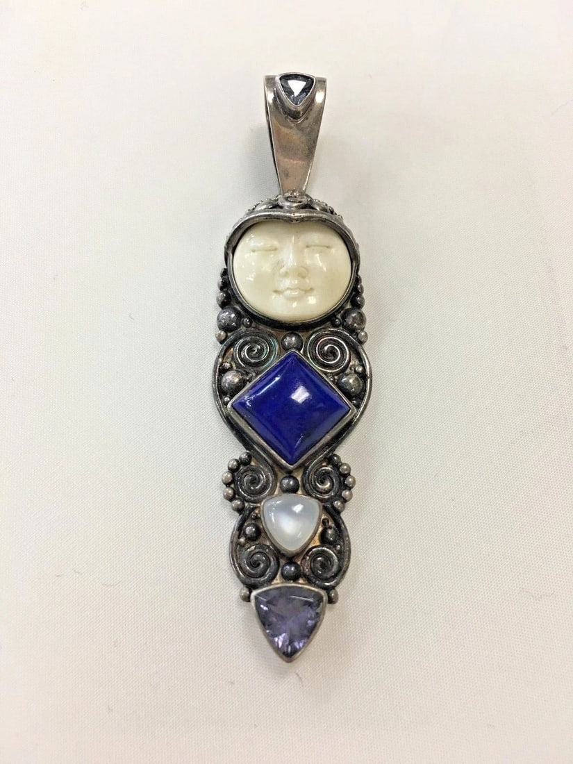 VINTAGE SAJEN STERLING SILVER PENDANT WITH MULTIPLE STONES (1 of 2)