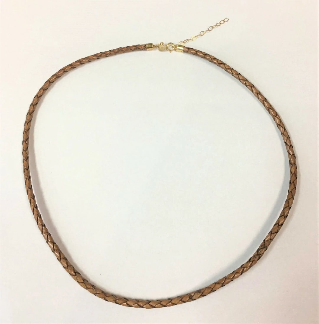 MILOR 14K ENDS AND CLASP GENUINE BROWN LEATHER NECKLACE 17'' (1 of 2)