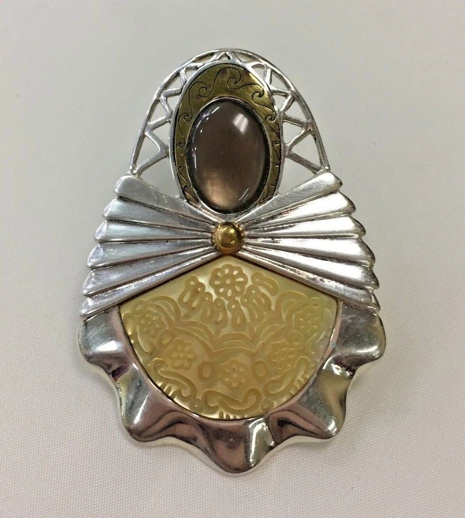 CAROLYN POLLACK RELIOS 925 STERLING SILVER AND BRASS PENDANT (1 of 2)