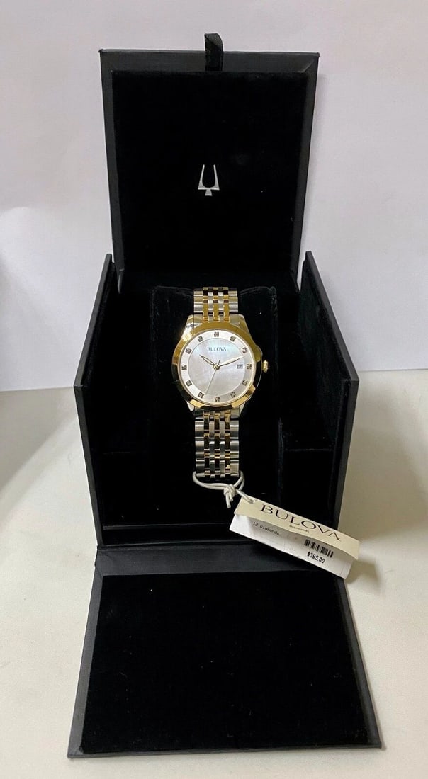 BULOVA WOMEN'S QUARTZ DIAMOND ACCENTS TWO-TONE STAINLESS STEEL WATCH 98P161: BULOVA WOMEN'S QUARTZ DIAMOND ACCENTS TWO-TONE STAINLESS STEEL WATCH 98P161 Bulova Women's Quartz Diamond Accents Two-Tone Stainless Steel Watch 98P161 You are bidding on a new with tags Women's Bulov