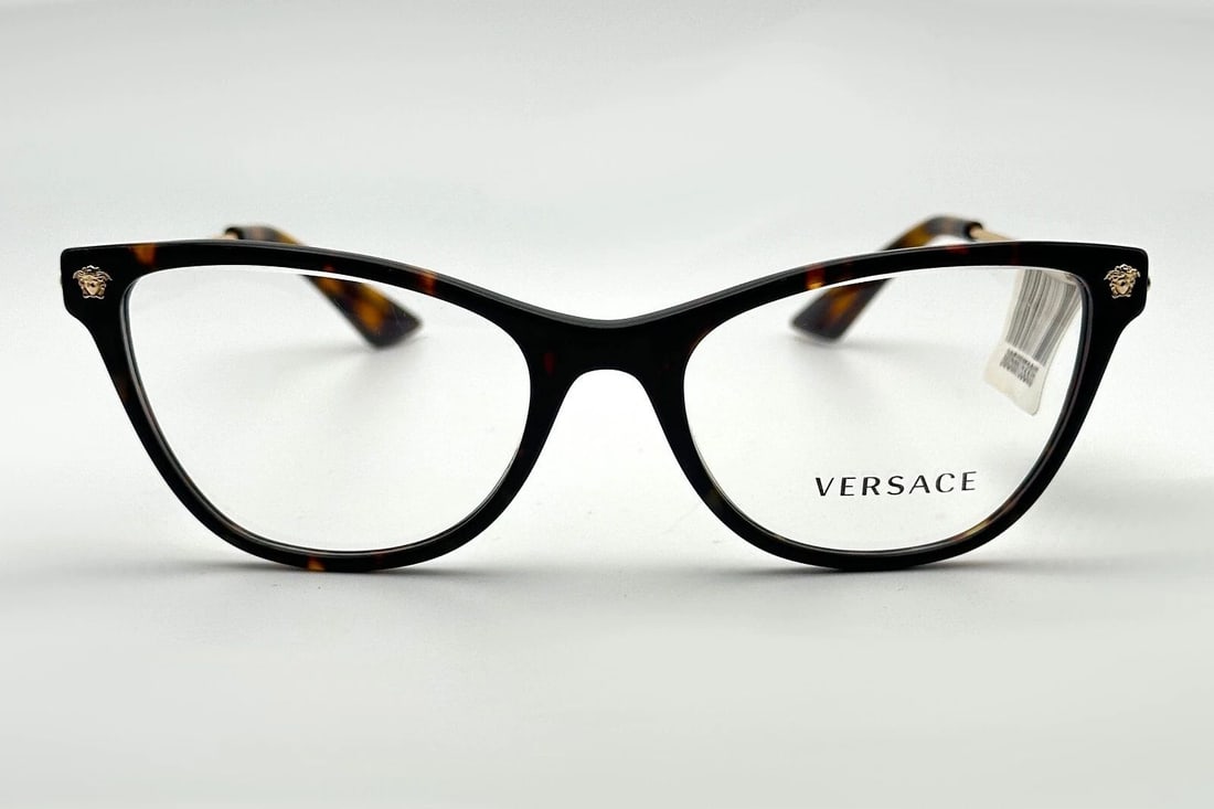 VERSACE VE3309 EYEGLASSES, BROWN TORTOISESHELL, GOLD TONED HINGES (DISPLAY PAIR): VERSACE VE3309 EYEGLASSES, BROWN TORTOISESHELL, GOLD TONED HINGES (DISPLAY PAIR) VERSACE VE3309 Eyeglasses, Brown Tortoiseshell, Gold Toned Hinges DISPLAY MODEL Condition: Display model, there are som