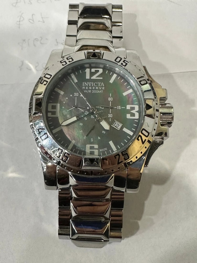 INVICTA RESERVE EXCURSION CHRONOGRAPH MOP DIAL STAINLESS STEEL MEN'S WATCH 6258 (1 of 2)