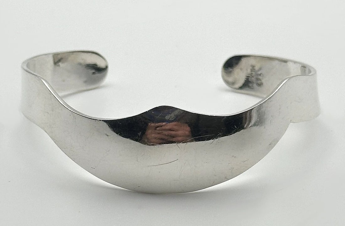 925 MEXICO STERLING SILVER CURVED CUFF / BRACELET 6.75 INCHES 19.6 GRAMS (1 of 2)