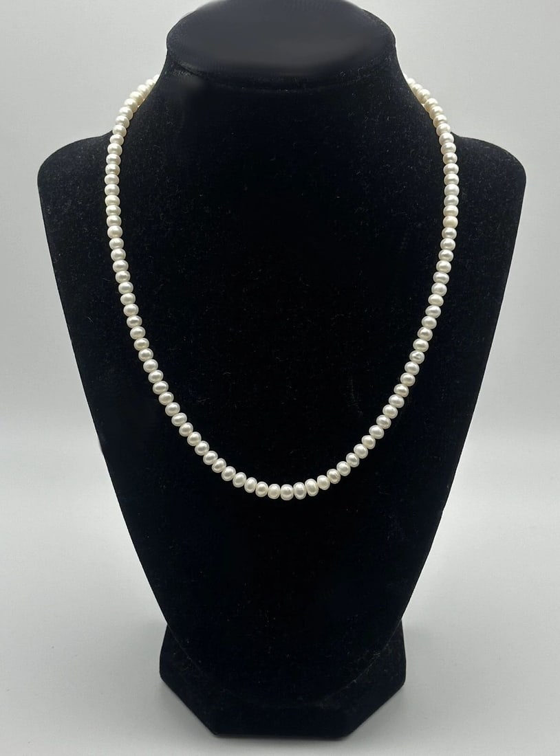 FRESH WATER 5MM CULTURED PEARL NECKLACE 10K GOLD CLASP 18" (1 of 2)