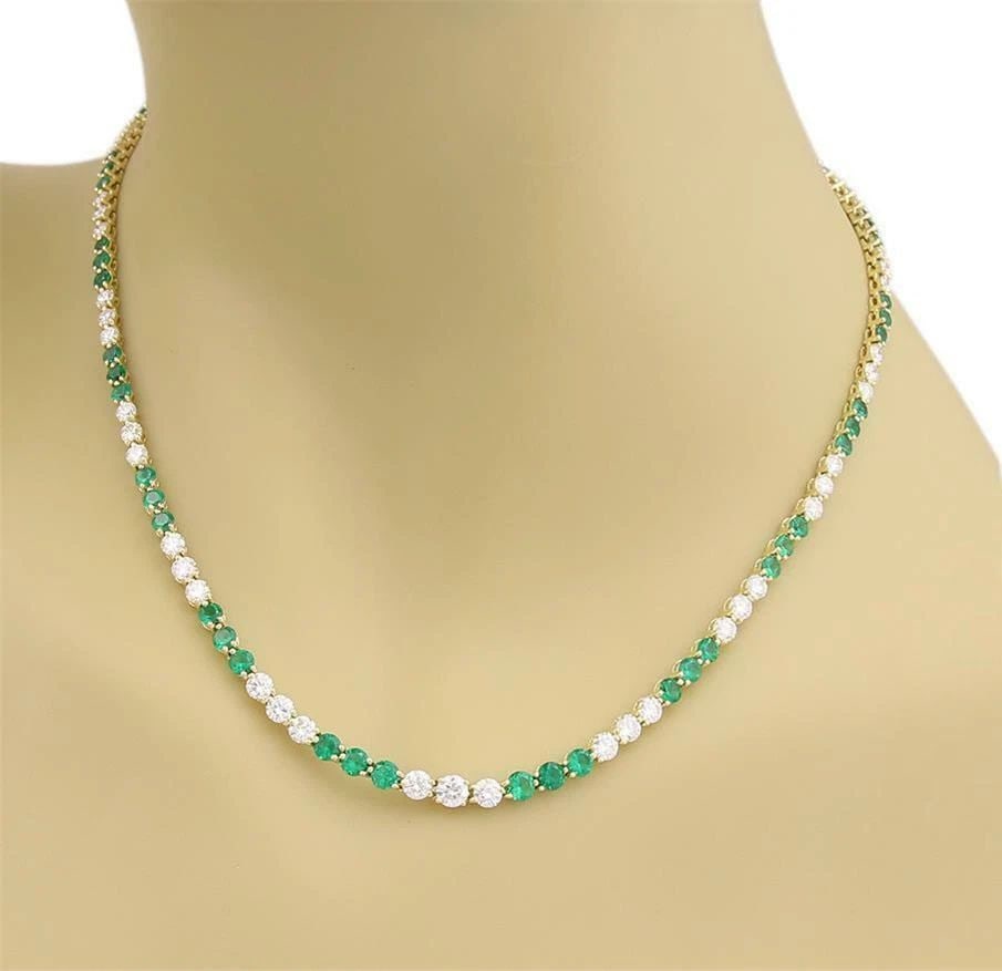 TIFFANY & CO. EMERALD GOLD NECKLACE DIAMOND 18K YELLOW TENNIS STYLE: TIFFANY & CO. EMERALD GOLD NECKLACE DIAMOND 18K YELLOW TENNIS STYLE This a magnificent authentic necklace from Tiffany & Co. It is crafted from 18k yellow gold in a fine polished finish featuring roun