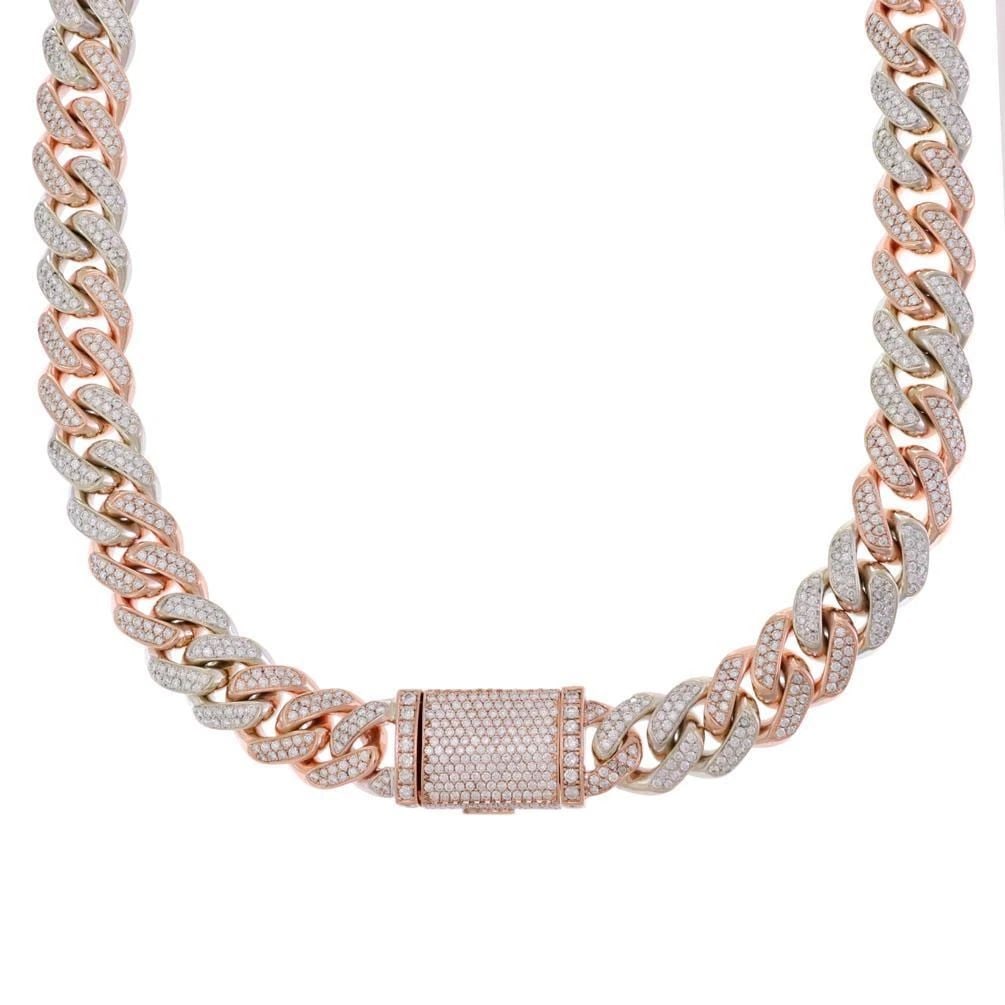 LARGE 26CT DIAMOND 10K ROSE WHITE GOLD CUBAN LINK MEN'S NECKLACE 22.5"L345.2GR!: LARGE 26CT DIAMOND 10K ROSE WHITE GOLD CUBAN LINK MEN'S NECKLACE 22.5"L345.2GR! LARGE 26CT DIAMOND 10K ROSE WHITE GOLD CUBAN LINK MEN'S NECKLACE 22.5"L345.2GR! Large 26ct Diamond 10k Rose White Gold C