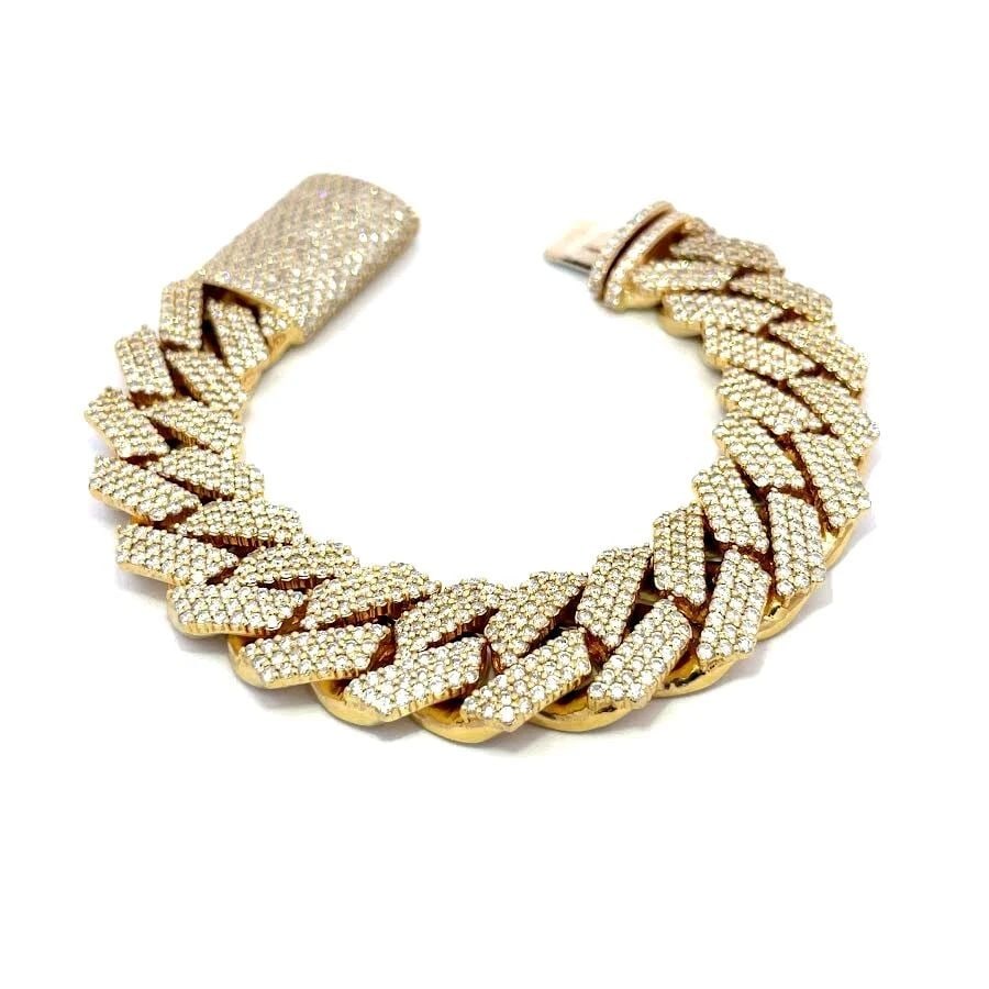 MONACO BRACELET 14K 15CT DIAMOND YELLOW GOLD VERY LARGE MEN'S BRACELET 169.5G (1 of 2)