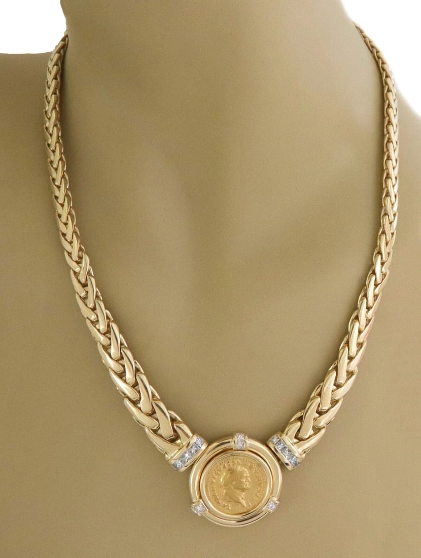 CRAIG DRAKE 2.40CT DIAMOND 22K GOLD ROMAN COIN 18K BRAID NECKLACE (1 of 2)