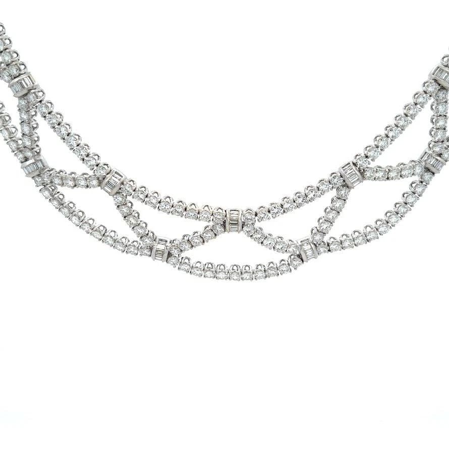 DIAMOND 18K WHITE GOLD LATTICE WIDE COLLAR NECKLACE 17 CARATS TOTAL (1 of 2)