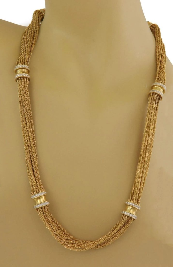 MULTI ROPE CHAIN NECKLACE 18K YELLOW GOLD & DIAMONDS CHANGEABLE 32" 178 GRAMS (1 of 2)