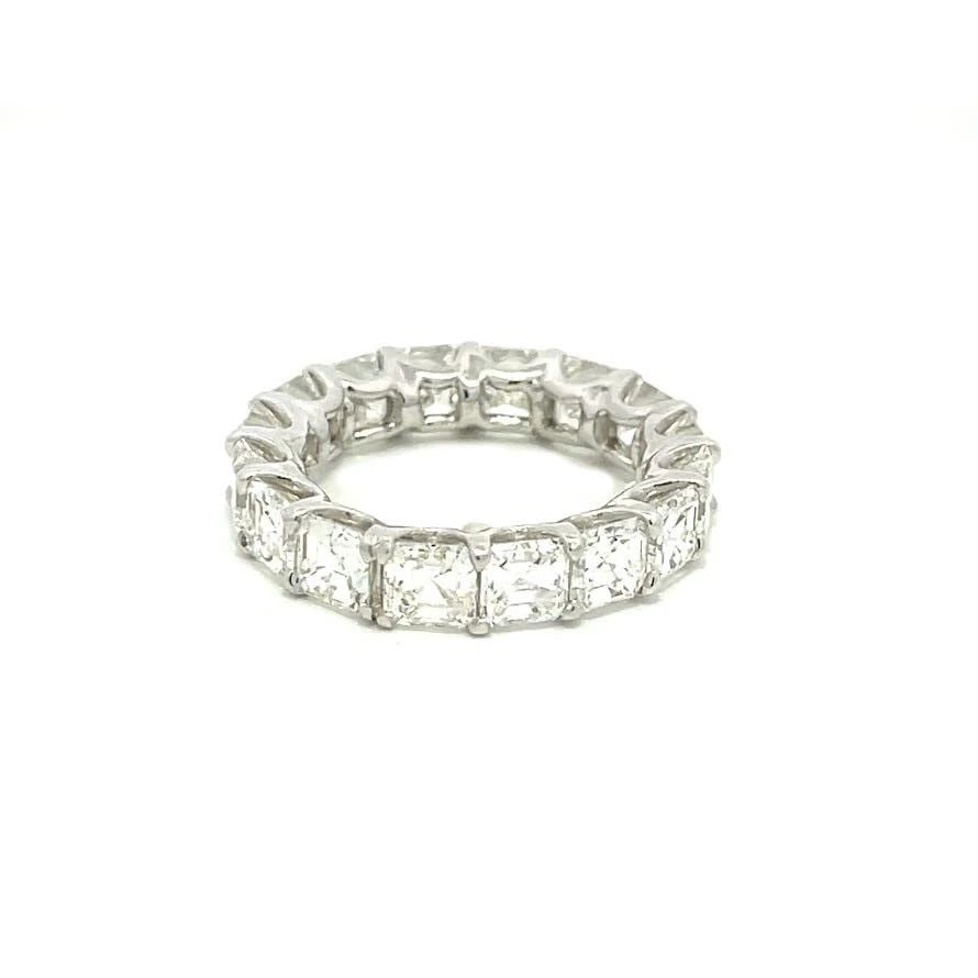 DIAMOND PLATINUM ASSCHER CUT ETERNITY RING 6.75 CARAT SIZE 6.5 NEW (1 of 2)