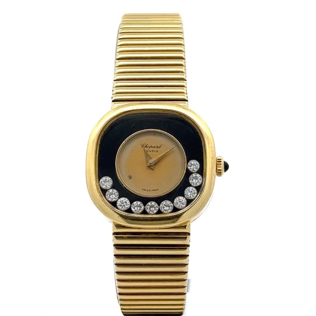 CHOPARD HAPPY DIAMOND WATCH 18K YELLOW GOLD MANUAL WIND LADIES 5089: CHOPARD HAPPY DIAMOND WATCH 18K YELLOW GOLD MANUAL WIND LADIES 5089 CHOPARD HAPPY DIAMOND WATCH 18K YELLOW GOLD MANUAL WIND LADIES 5089 This lovely vintage authentic ladies wristwatch is by Chopard fr