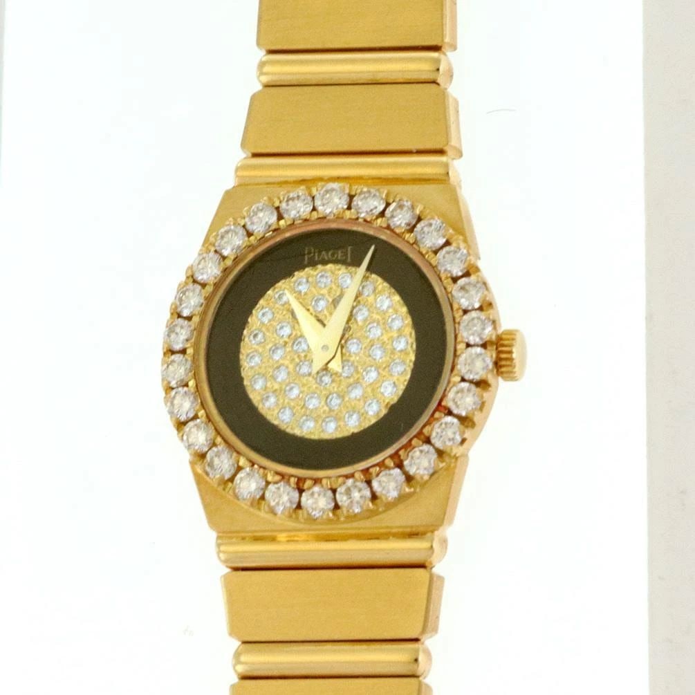 PIAGET POLO ONYX DIAMOND BEZEL & DIAL18K YELLOW GOLD LADIES WATCH 435730 (1 of 2)