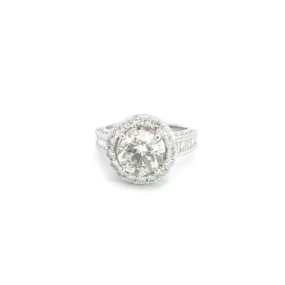 ROUND CUT SOLITAIRE DIAMOND RING 2.56CT 18K WHITE GOLD (1 of 2)