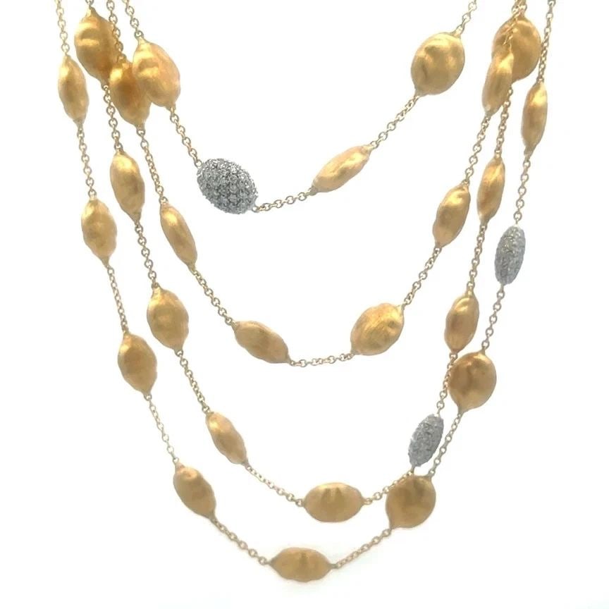 MARCO BICEGO SIVIGLIA GOLD NECKLACE DIAMOND 18K YELLOW BEAD MOTIFS 50" L (1 of 2)