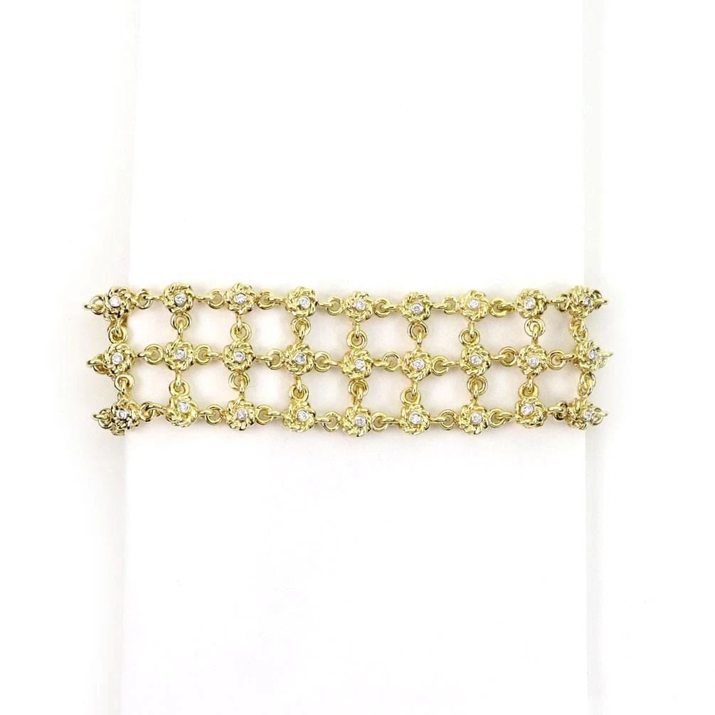 CASSIS 1.75CT DIAMOND 18K YELLOW GOLD 3 ROW LADDER STYLE CHAIN BRACELET (1 of 2)