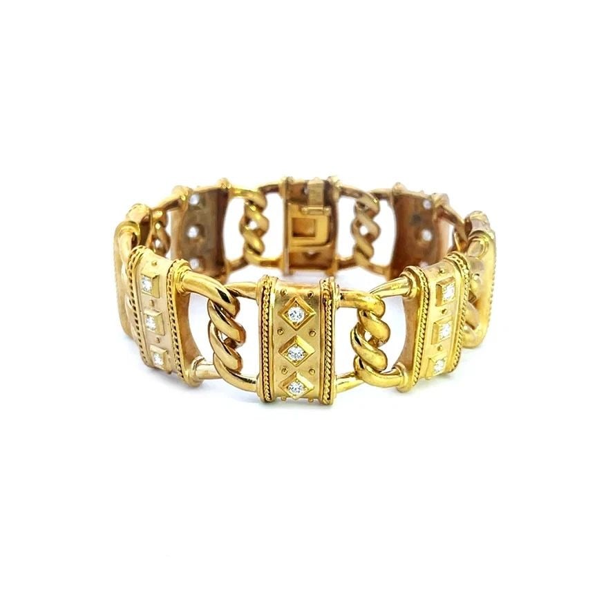 SEIDENGANG DIAMOND GOLD BRACELET 18K YELLOW FANCY SECTION LINKS (1 of 2)